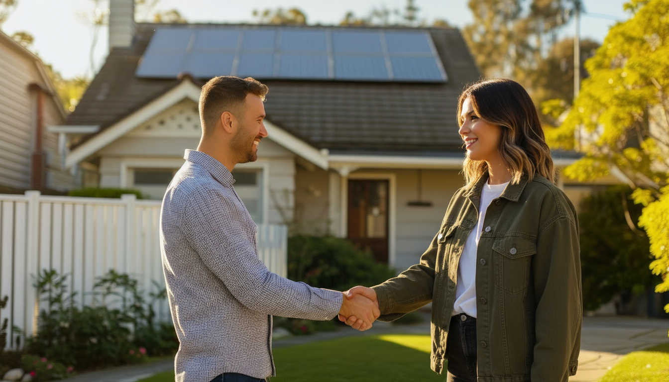 Image de voisins qui se serrent la main